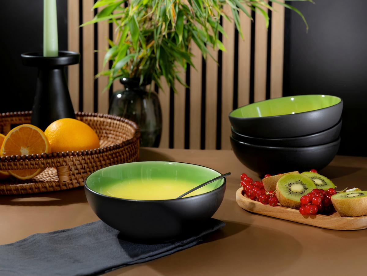 SCHÜSSELSET 24928 HOT GREEN SMOOTHIE BOWL - Hellgelb/Schwarz, Basics, Keramik (16,5/6cm) - Creatable