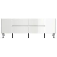 Sideboard Posseik Industrial Weiß B: 199 cm - Weiß Hochglanz/Schwarz, Design, Holzwerkstoff (199/75,8/42cm) - MID.YOU