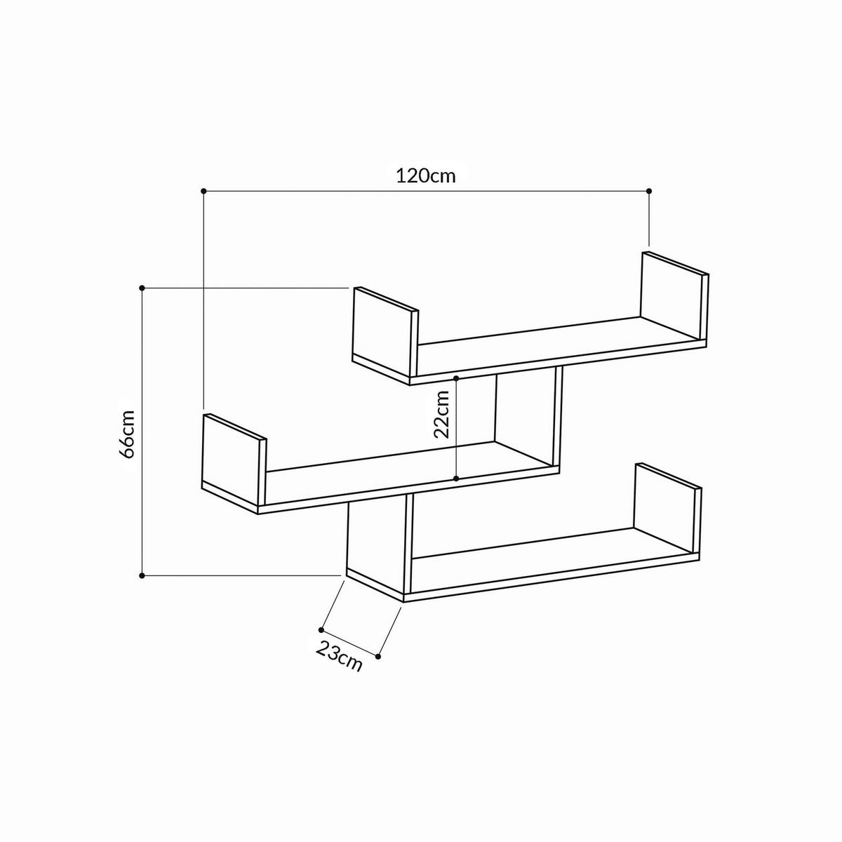 Wandregal Tibet Wandregal - Anthrazit, Design, Holzwerkstoff (120/67/22cm) - Livetastic