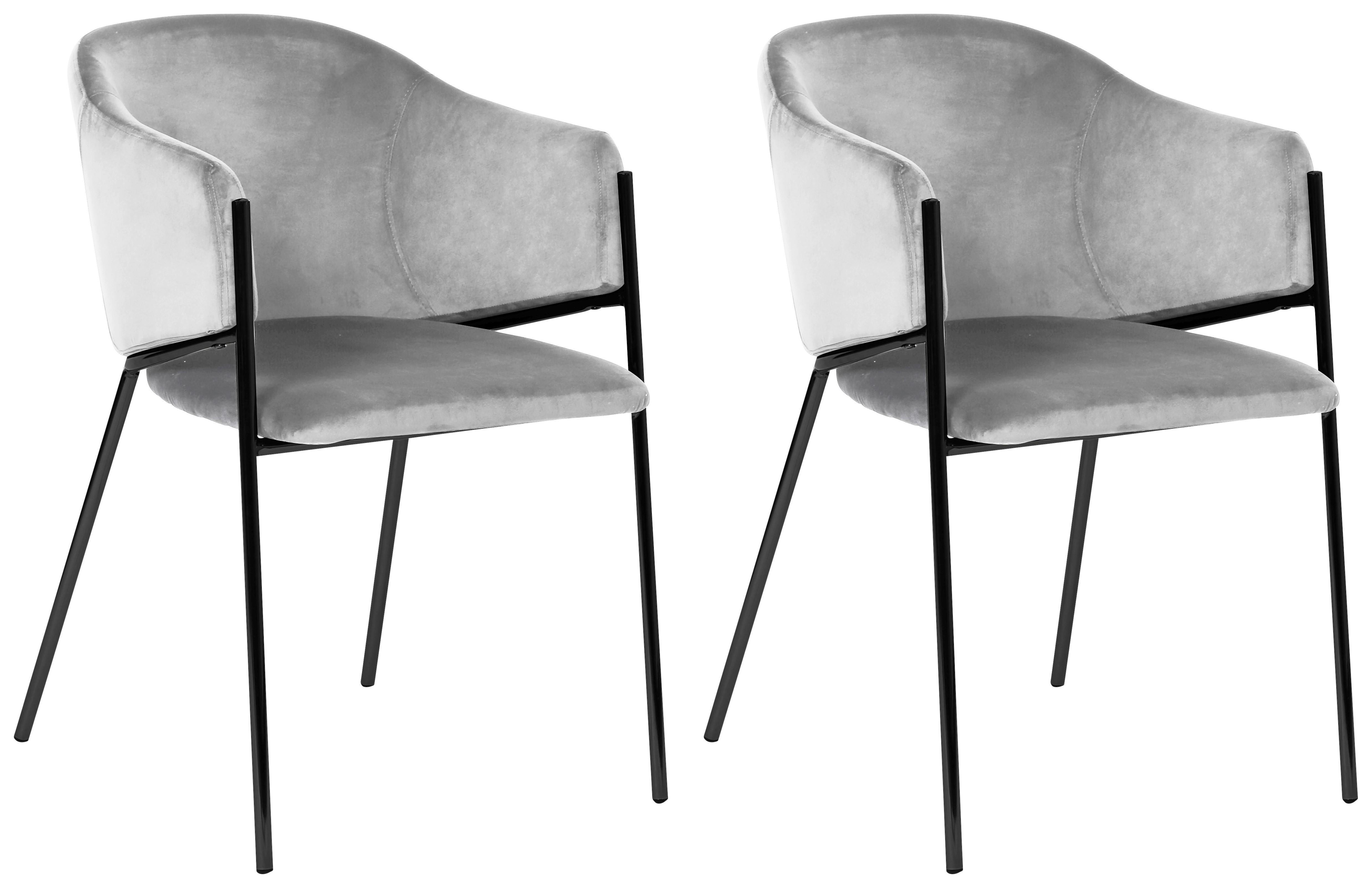 Armlehnstuhl-set Kronos -Trend Hellgrau/schwarz - Hellgrau/Schwarz, Trend, Textil/Metall (53/77/60cm) - Livetastic