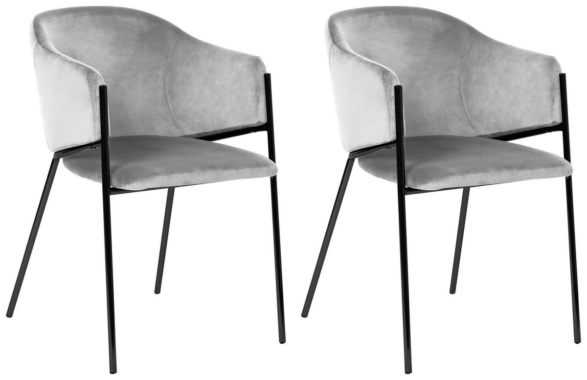 Armlehnstuhl-set Kronos -Trend Hellgrau/schwarz - Hellgrau/Schwarz, Trend, Textil/Metall (53/77/60cm) - Livetastic
