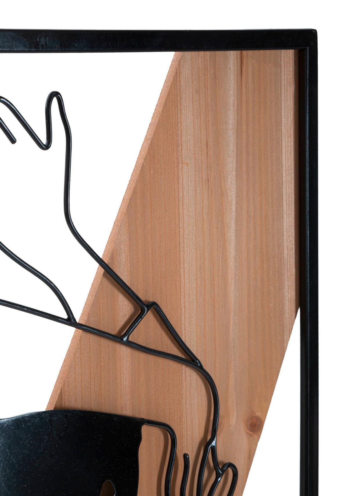 Wanddeko Strip A Iron An Naturfarben, Schwarz B: 50 Cm - Schwarz/Naturfarben, Basics, Holzwerkstoff/Metall (50/90/2cm)
