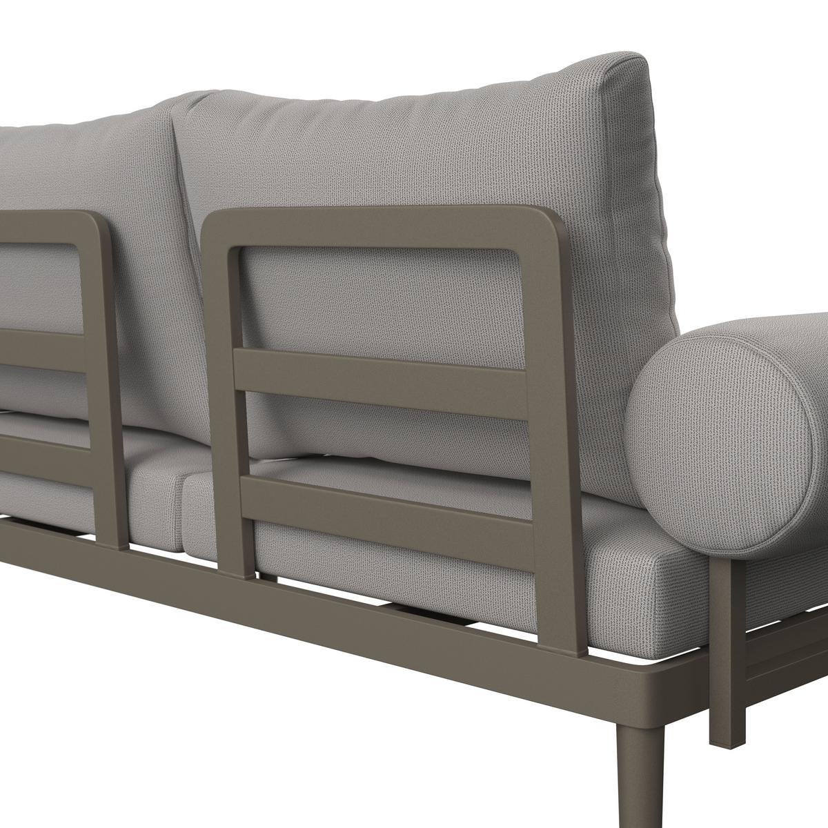 Loungegarnitur Kreta - Grau/Teakfarben, Basics, Glas/Kunststoff (228/214cm) - Beldano