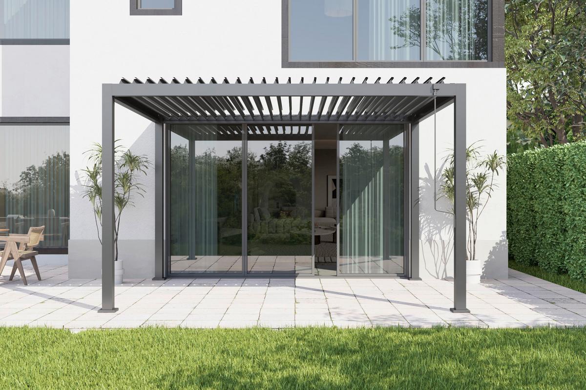 Pergola Core +110 ca. 3x4 m Aluminium,Lamellen verstellbar - Anthrazit, Basics, Metall (393/247/300cm) - Gardenson