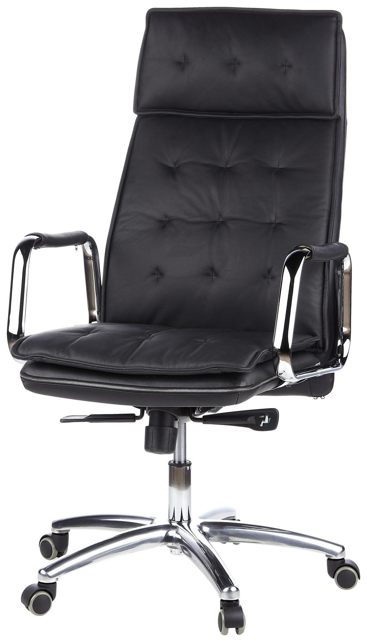 Chefsessel Villa Schwarz Bis 120 Kg - Schwarz, Basics, Leder/Kunststoff (60/130/48cm) - MID.YOU