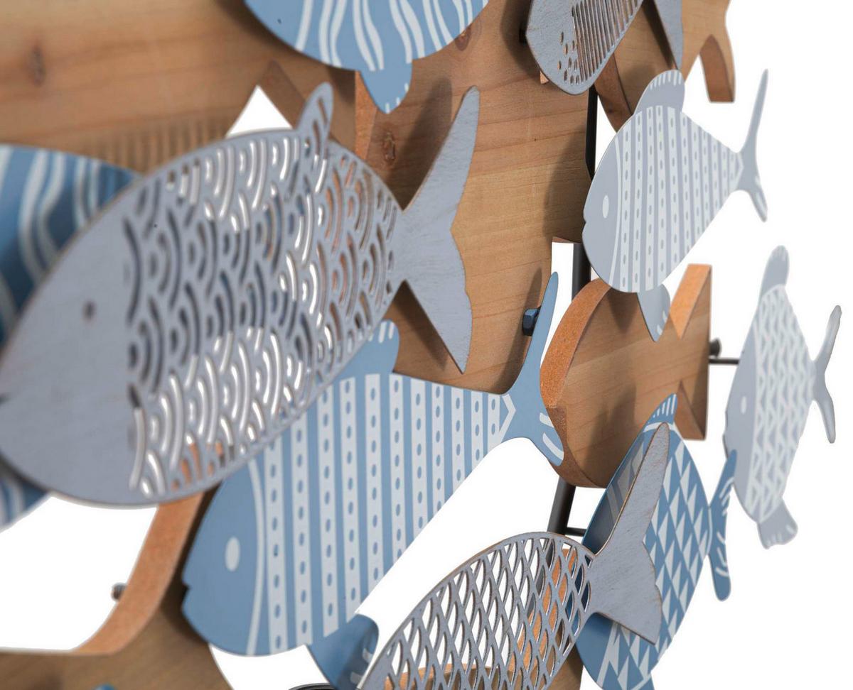 Wanddeko Fish Sea Blau, Wildeiche Dekor B: 91 Cm - Basics, Holzwerkstoff/Metall (91/33.5/3cm)