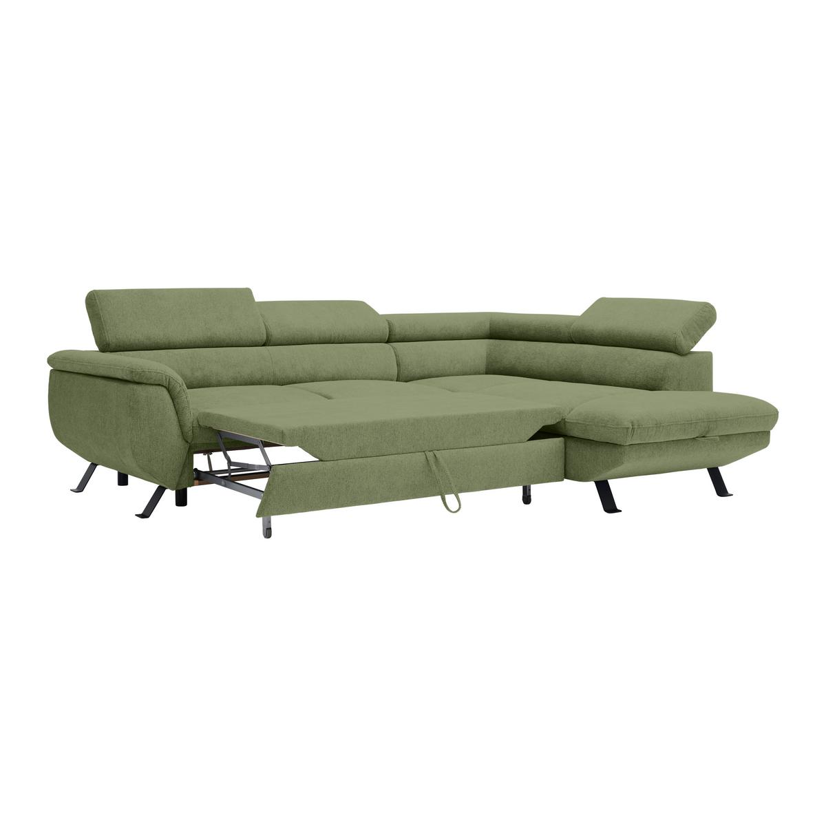 Rohová sedačka RAVEN, pravá, olivovozelená - olivovozelená/čierna, Modern, kov/textil (257/198cm) - Mömax