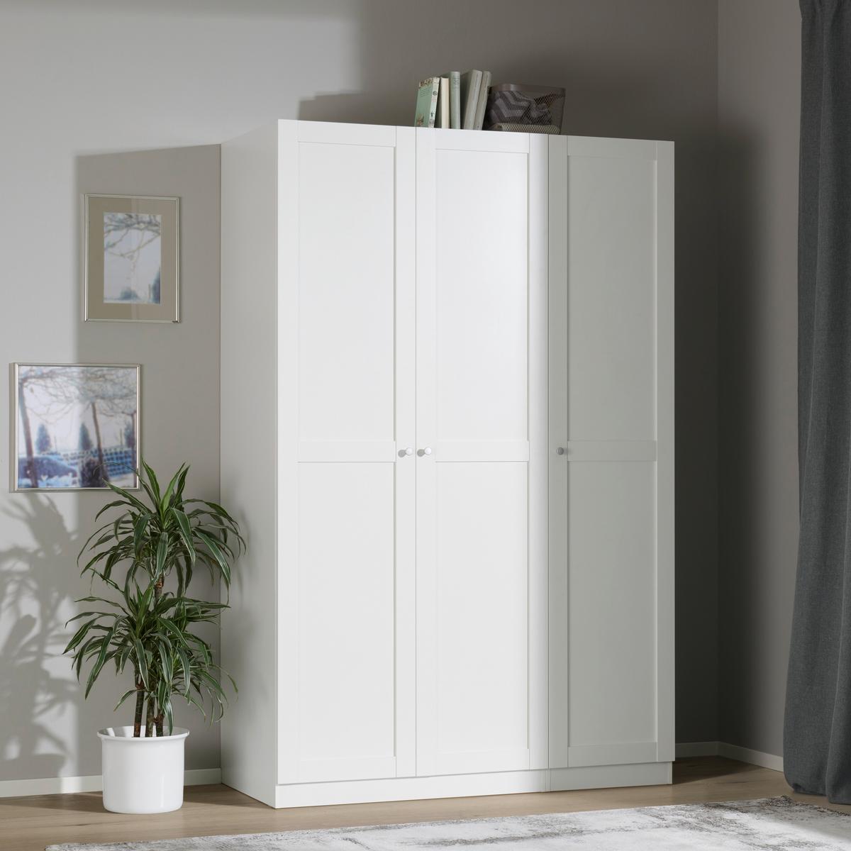 Skriňa UNIT s vybavením luxus, biela, š. 136,7 cm - biela, Modern, kompozitné drevo/plast (136,7/210/58,3cm) - Ondega
