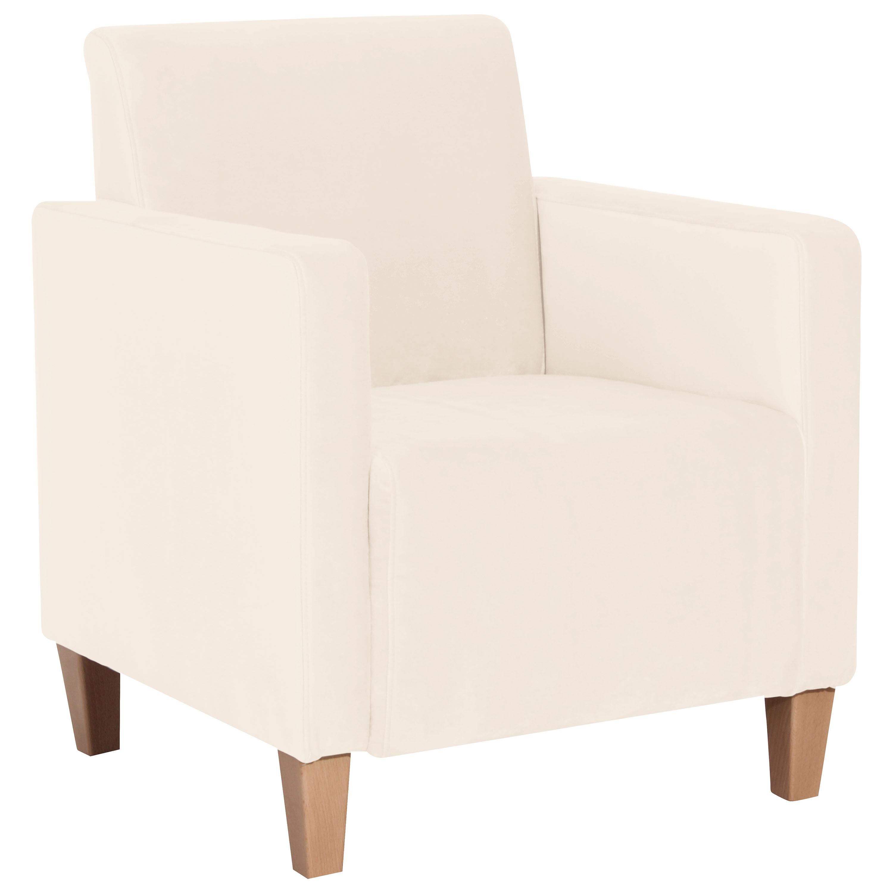 Polstersessel Mit Armlehnen Milla Samt/velours Creme - Creme/Naturfarben, Design, Textil (71/81/70cm) - Max Winzer