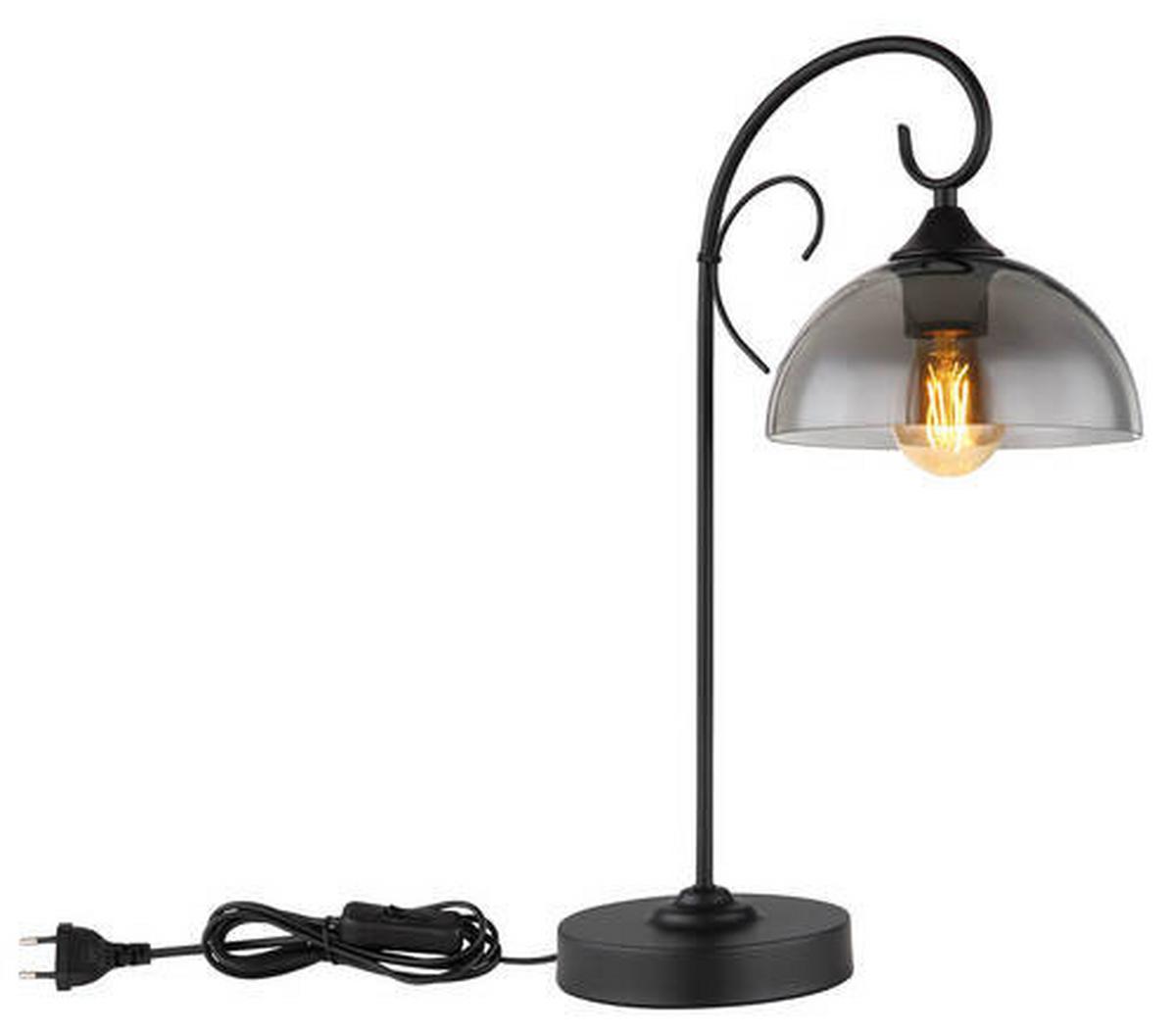 Tischleuchte 69061t - Schwarz, KONVENTIONELL, Glas/Metall (33,5/20/52cm) - Globo