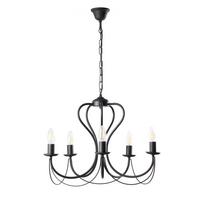 Kronleuchten 4236/5n 5xe14 Schwarz, Metall - Schwarz, Basics, Metall (55/105cm)