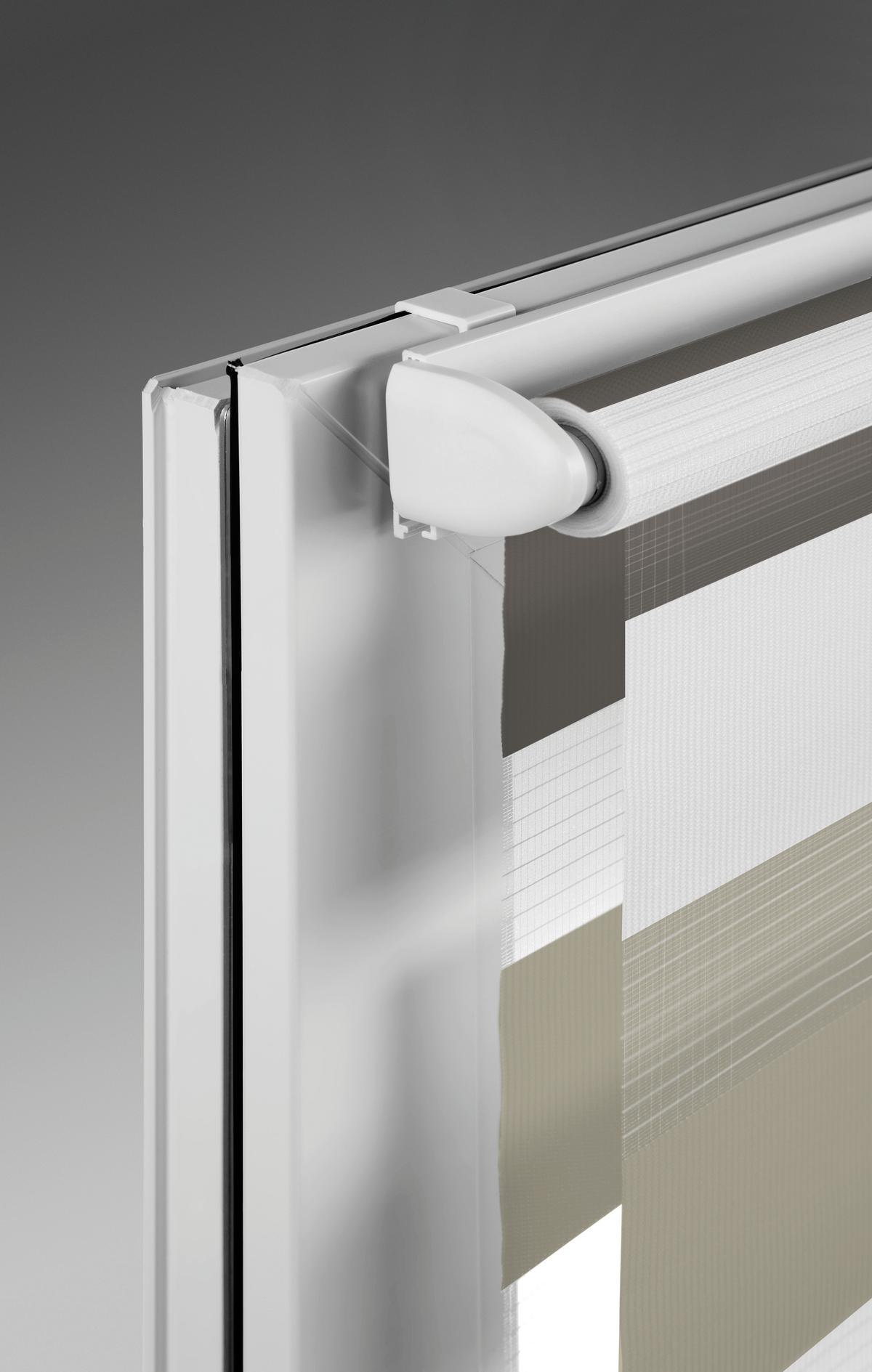 Doppelrollo Just Triple Braun, Grau, Weiß B: 80 cm - Braun/Weiß, Basics, Textil (80/210cm)
