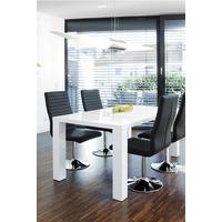 Tischgruppe Schwarz/Weiß Hochglanz 180 cm - Weiß Hochglanz/Silberfarben, MODERN, Holzwerkstoff/Textil (180/90/76cm) - Livetastic