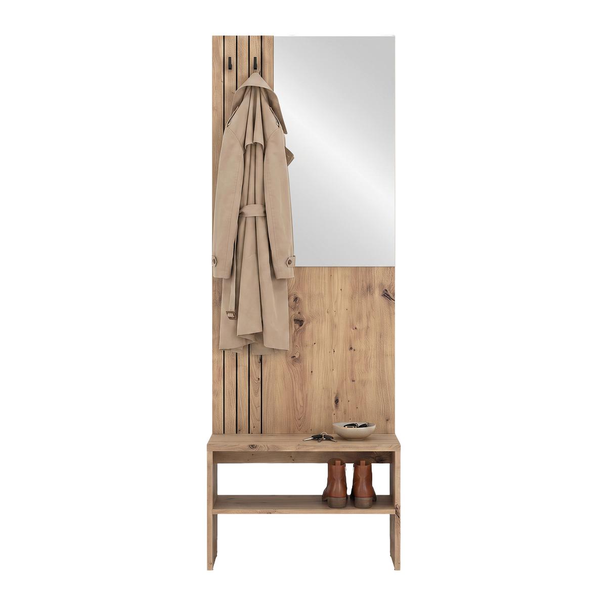 Garderobe Charlie Eiche Artisan B: 60cm - Eiche Artisan, KONVENTIONELL, Holzwerkstoff (60/180/37cm)