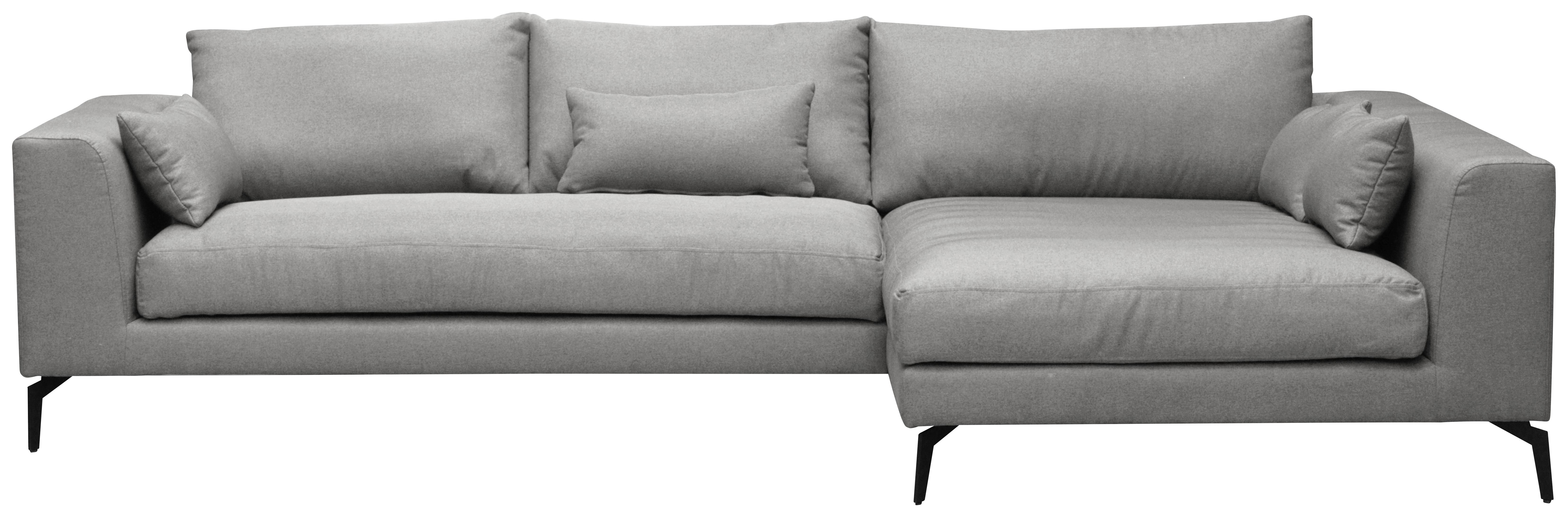 Ecksofa Berlin Webstoff Grau 313x172 Cm - Schwarz/Grau, Design, Textil (313/172cm) - Livetastic