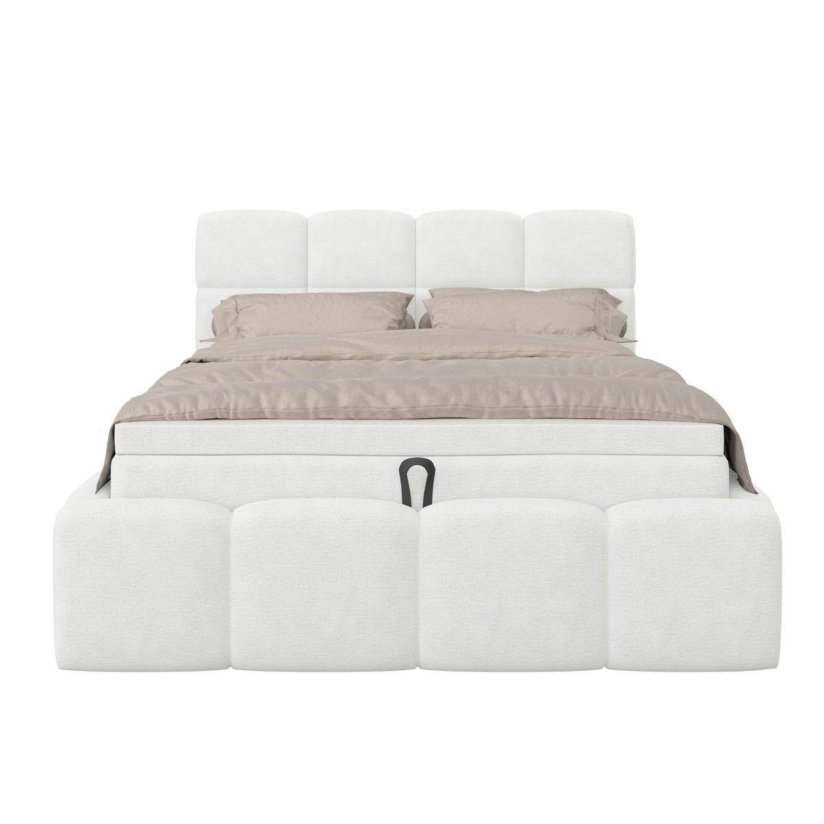 Polsterbett Noe Cremefarben 140x200 Cm - Creme/Schwarz, Trend, Textil/Metall (140/200cm)