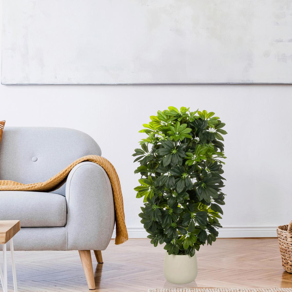 KUNSTPFLANZE Schefflera Grün B: 48cm - Weiß/Grün, MODERN, Kunststoff/Metall (48/110/45cm) - MID.YOU
