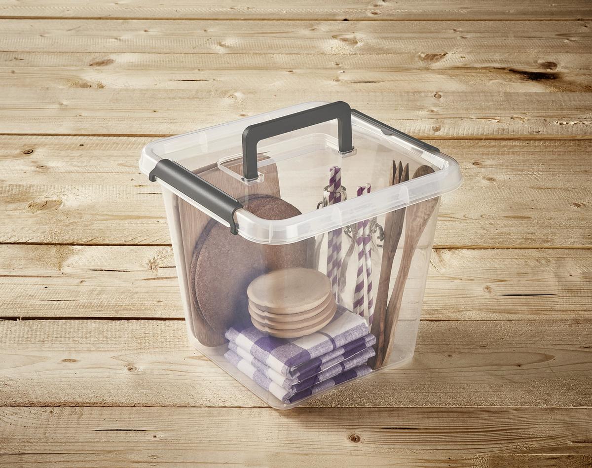 Tárolódoboz Larissa - áttetsző, Basics, műanyag (29/29/26cm)