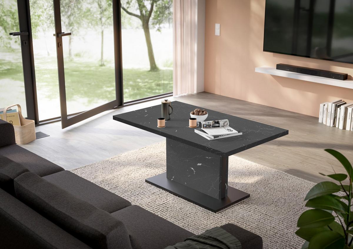 Couchtisch Lift Schwarz B: 120 cm - Schwarz/Eiche Artisan, Design, Holzwerkstoff/Metall (120/55-69/70cm) - MID.YOU