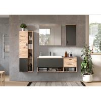 Badezimmer Grado Eiche Dekor/Grau - Weiß Hochglanz/Grau, MODERN, Glas/Keramik (182cm) - MID.YOU