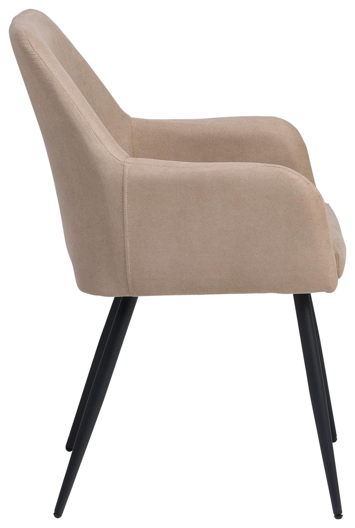 Armlehnstuhl Adelina - Schwarz/Cappuccino, LIFESTYLE, Textil/Metall (56/87/60cm) - MID.YOU