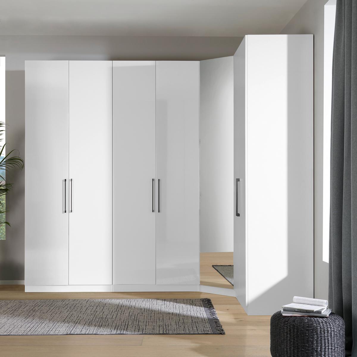 Eckschrank Mit Spiegel 273,3x182,2 cm Unit, Weiß - Weiß, MODERN, Holzwerkstoff (273,3/210/182,2cm) - Ondega