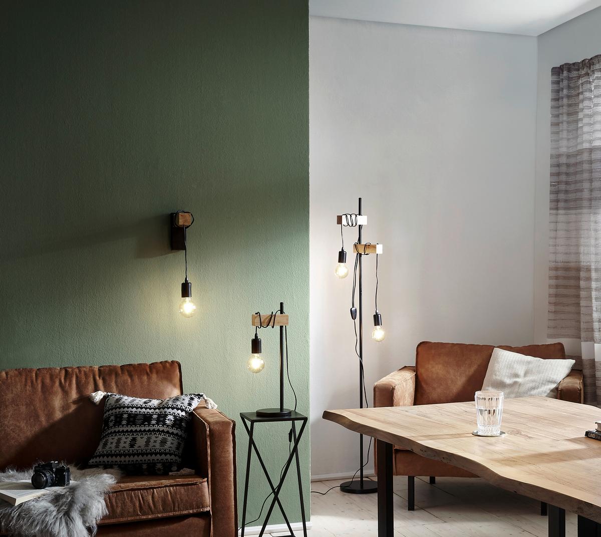 STOLNÍ LAMPA TOWNSHEND - černá/hnědá, Konvenční, kov/dřevo (15,5/50cm) - Eglo