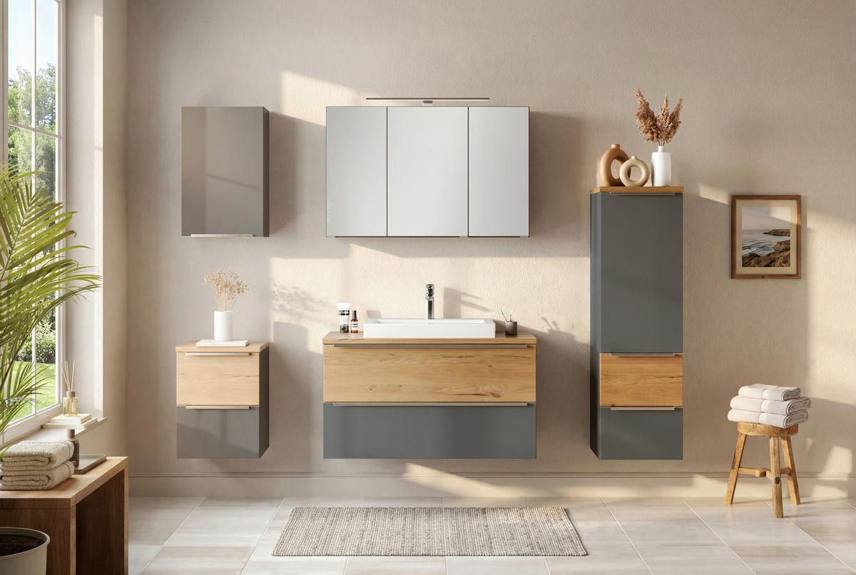UNTERSCHRANK Verona Grau/Wildeiche B: 40cm - Wildeiche/Grau, Trend, Holzwerkstoff (40/54/35cm) - Held