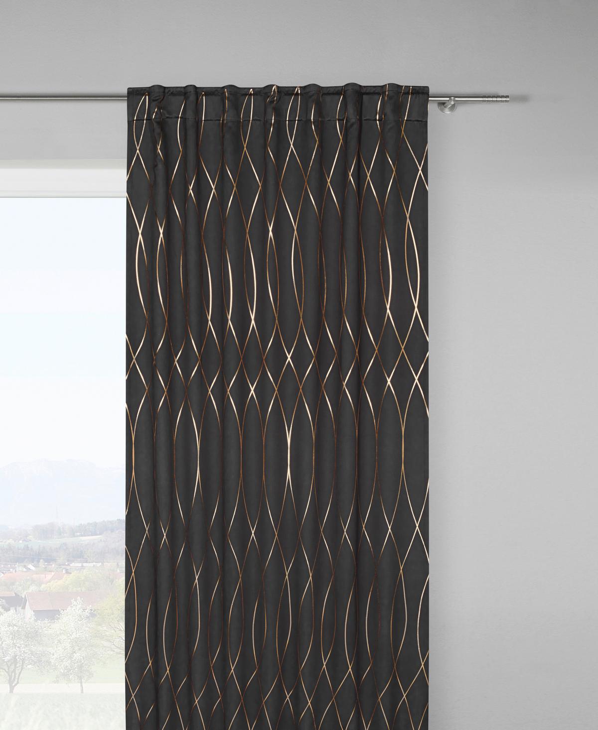ZATEMŇOVACÍ ZÁVĚS Glamour, 140/245 cm - měděné barvy/černá, Lifestyle, textil (140/245cm) - Modern Living