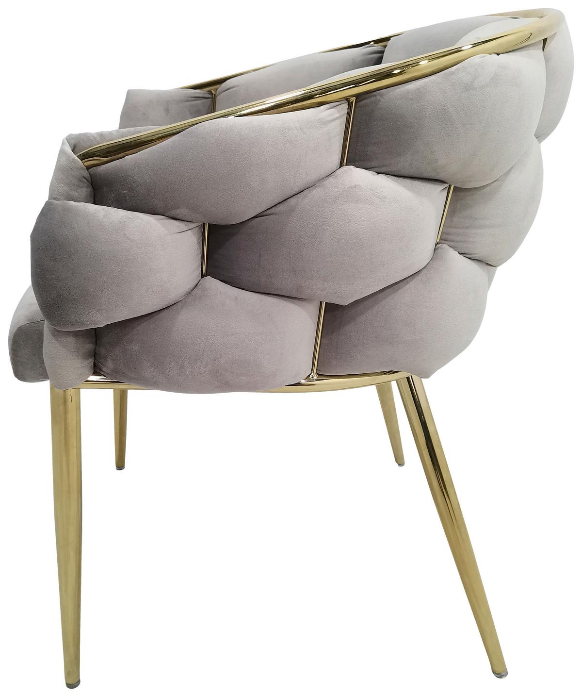 Sada stoličiek s podrúčkami 2ks/sada - sivohnedá/zlatá, Modern, kov/textil (65/79/61cm) - MID.YOU