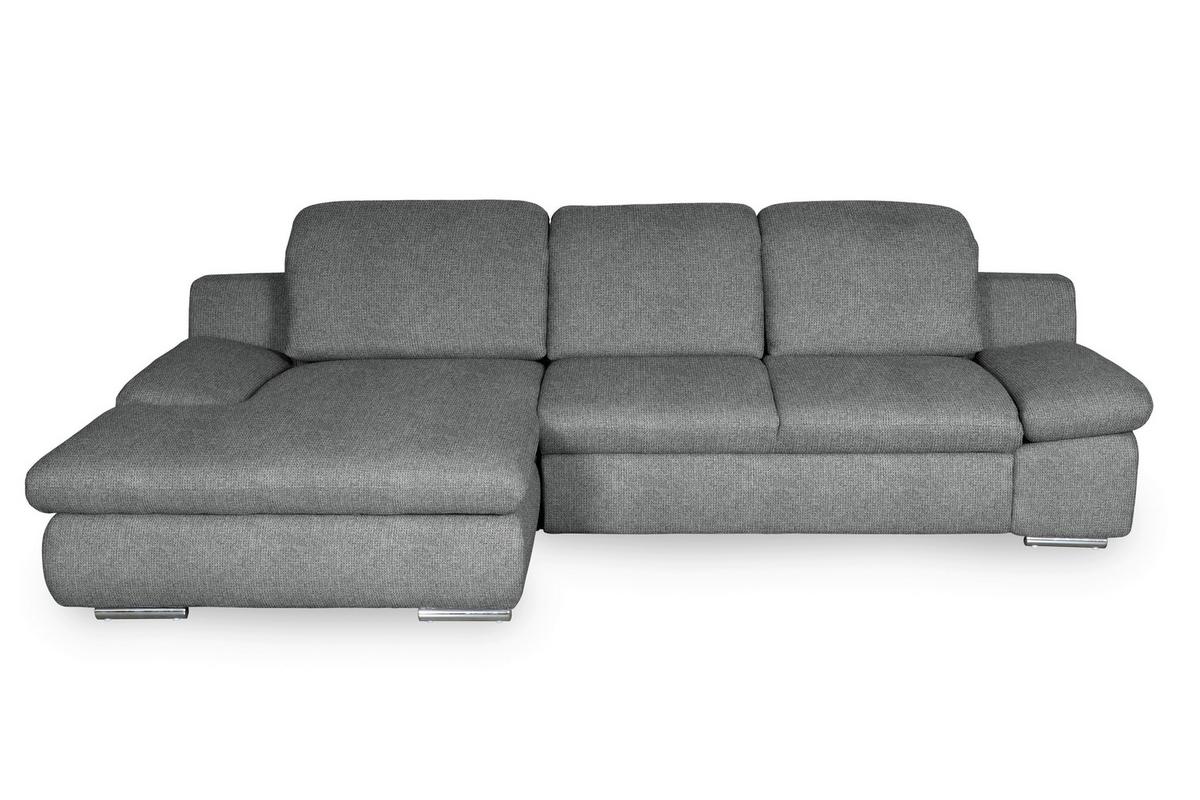Ecksofa Isona Dunkelgrau Chenille - Chromfarben/Dunkelgrau, Design, Textil (165/286cm) - Livetastic