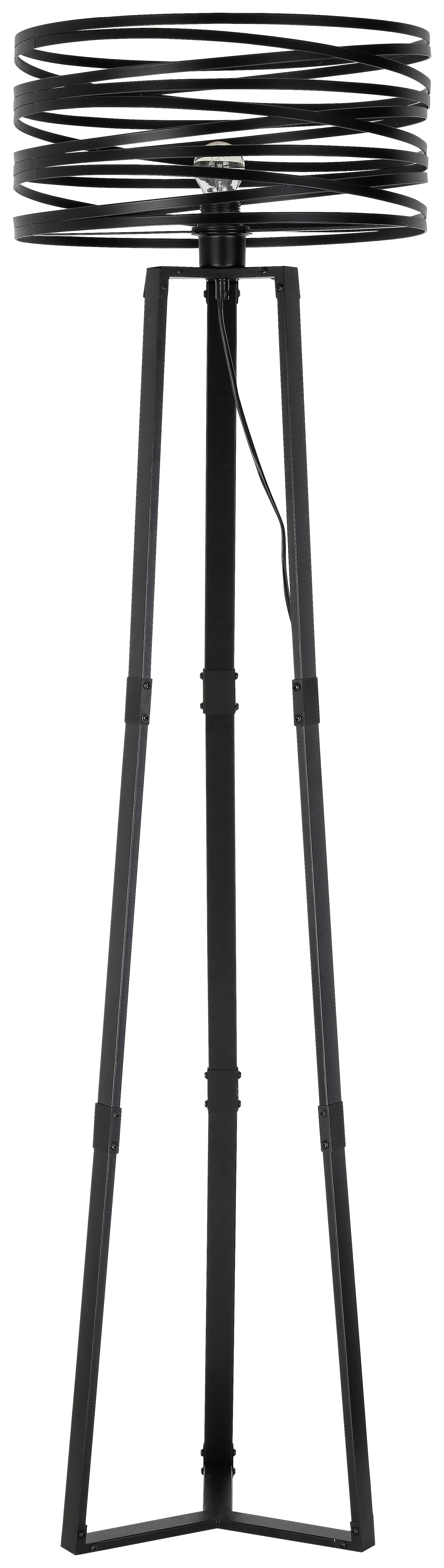 Stehlampe Lilien Schwarz mit Fußschalter Modern - Schwarz, ROMANTIK / LANDHAUS, Metall (40/160cm) - James Wood