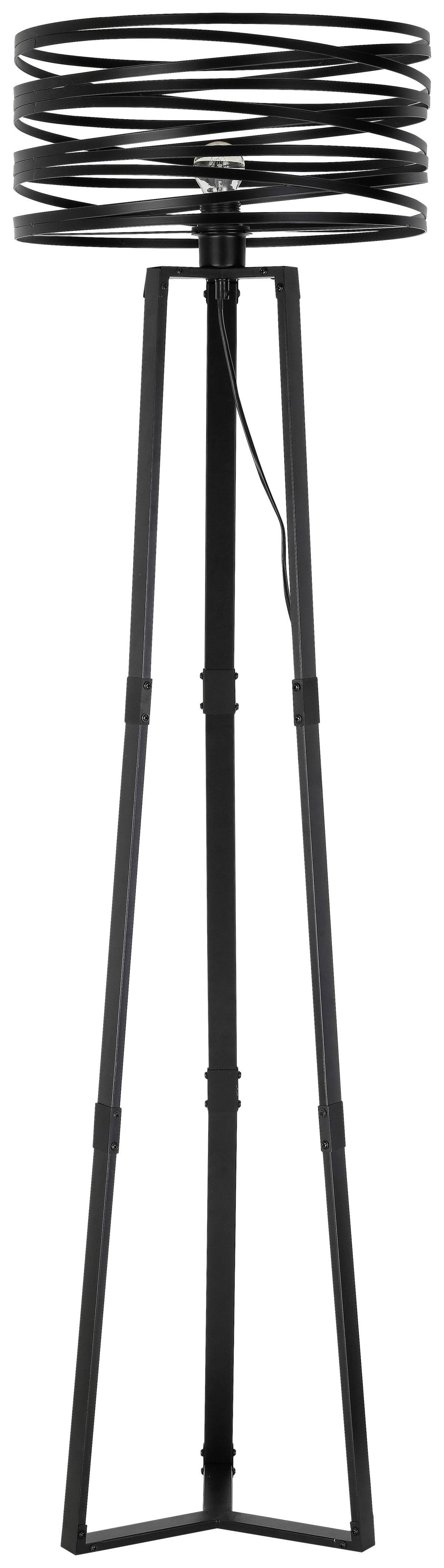 Stehlampe Lilien Schwarz mit Fußschalter Modern - Schwarz, ROMANTIK / LANDHAUS, Metall (40/160cm) - James Wood