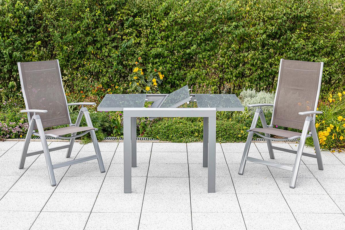 Balkonset Carrara Silberfarben/Taupe - Taupe/Silberfarben, KONVENTIONELL, Glas/Textil - Gardenson