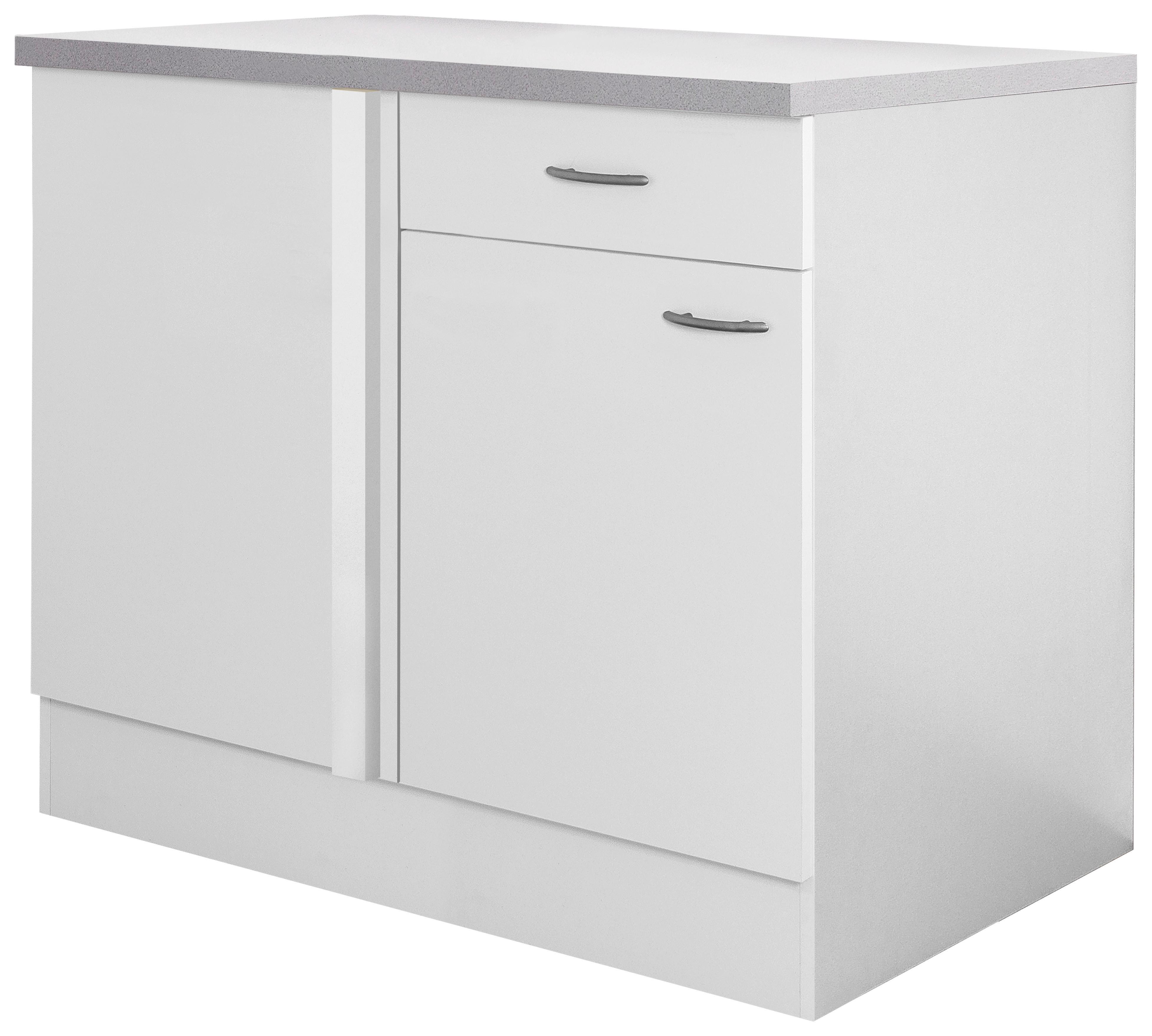 Spodná kuchynská skrinka WITO biela - biela/farba ušľachtilej ocele, kompozitné drevo/plast (110/85/60cm) - MID.YOU