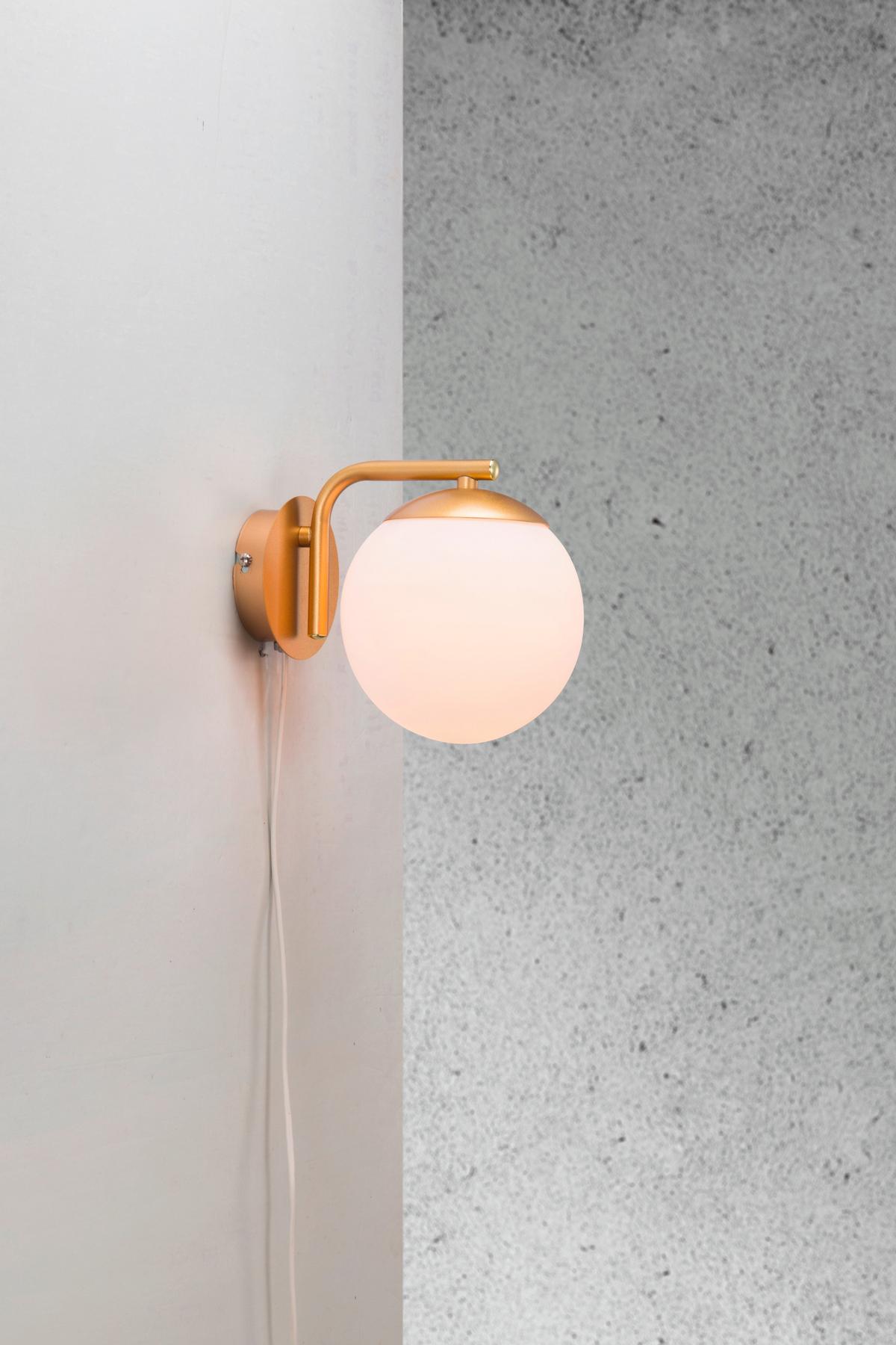 Wandleuchte Grant Weiß Mesisngfarben D: 16 cm - Messingfarben/Weiß, KONVENTIONELL, Glas/Metall (16/20cm) - Nordlux