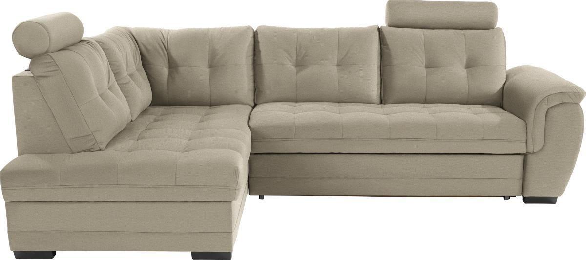 Ecksofa Mit Schlaffunktion + Bettkasten Falco, Mikrofaser - Hellbraun/Dunkelbraun, KONVENTIONELL, Textil (183/251cm) - Ondega