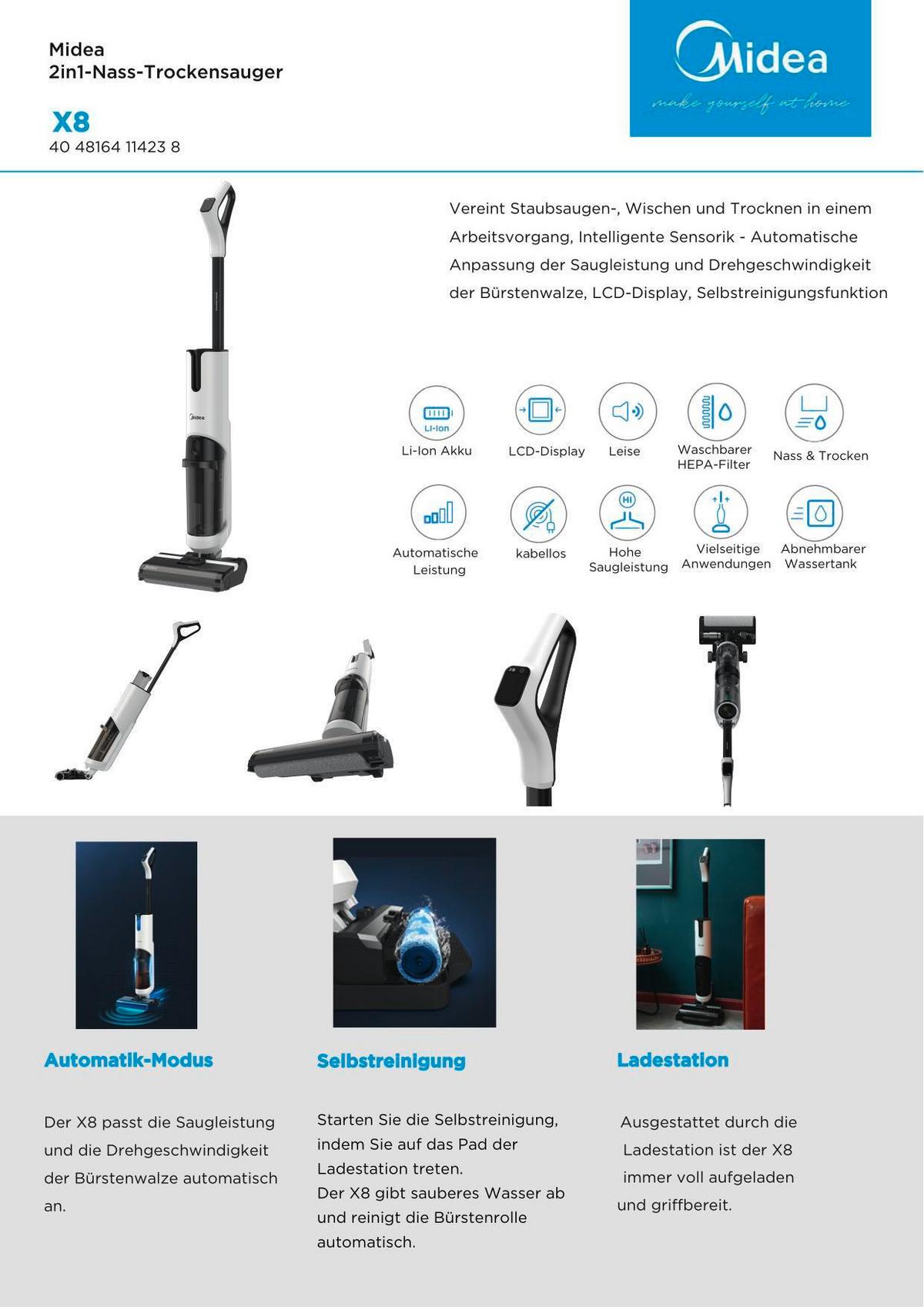 Nass-trockensauger Incl Handstaubsauger - Weiß/Grau, MODERN, Kunststoff (29/120/26cm) - Midea