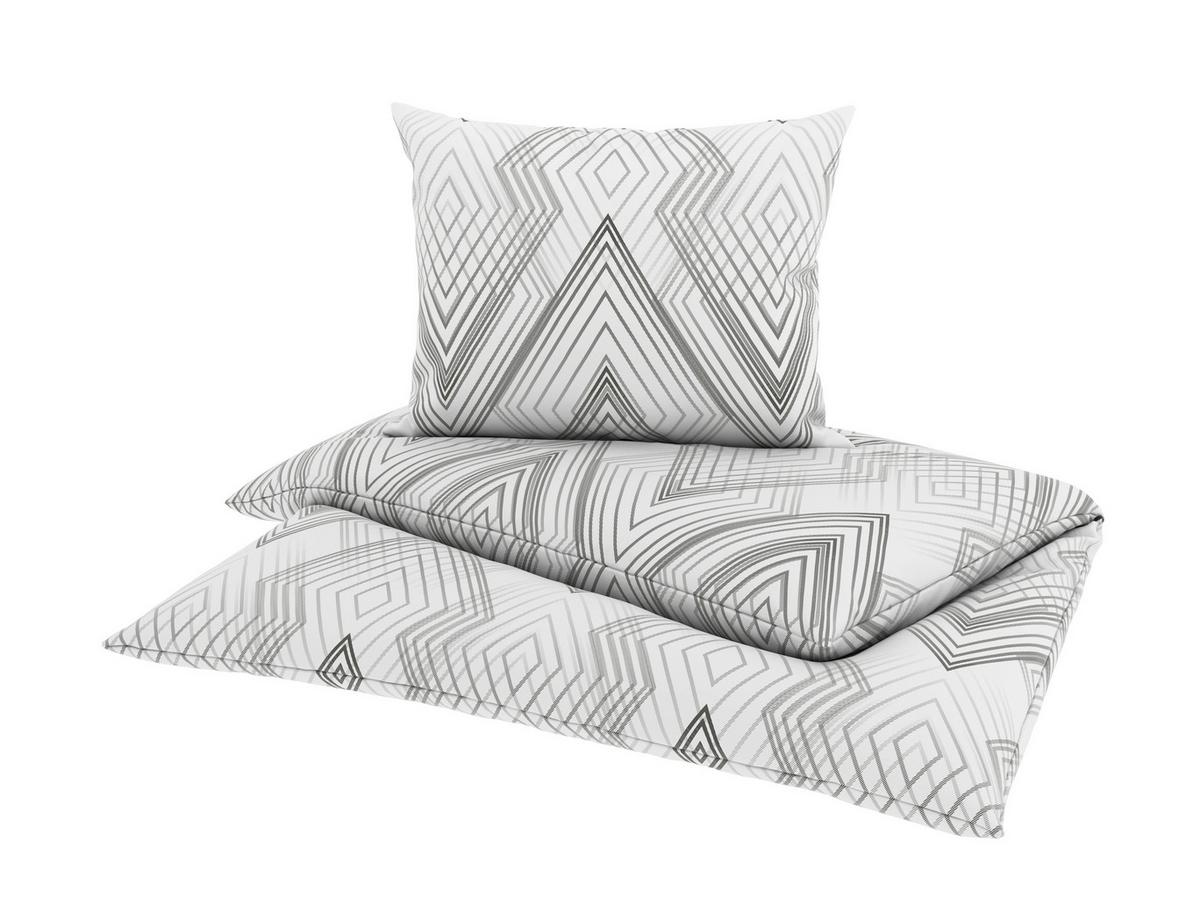 Bettwäsche Irina - Anthrazit/Weiß, MODERN, Textil - Luca Bessoni