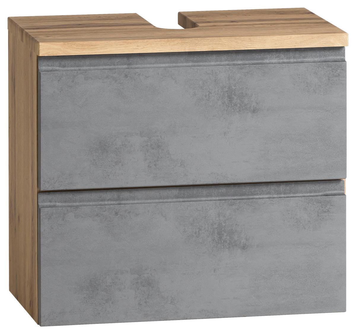 Waschbeckenunterschrank Varese B: 60 cm Hellgrau/Eiche Wotan - Eiche Wotan/Hellgrau, MODERN, Holzwerkstoff (60/56/35cm) - Held