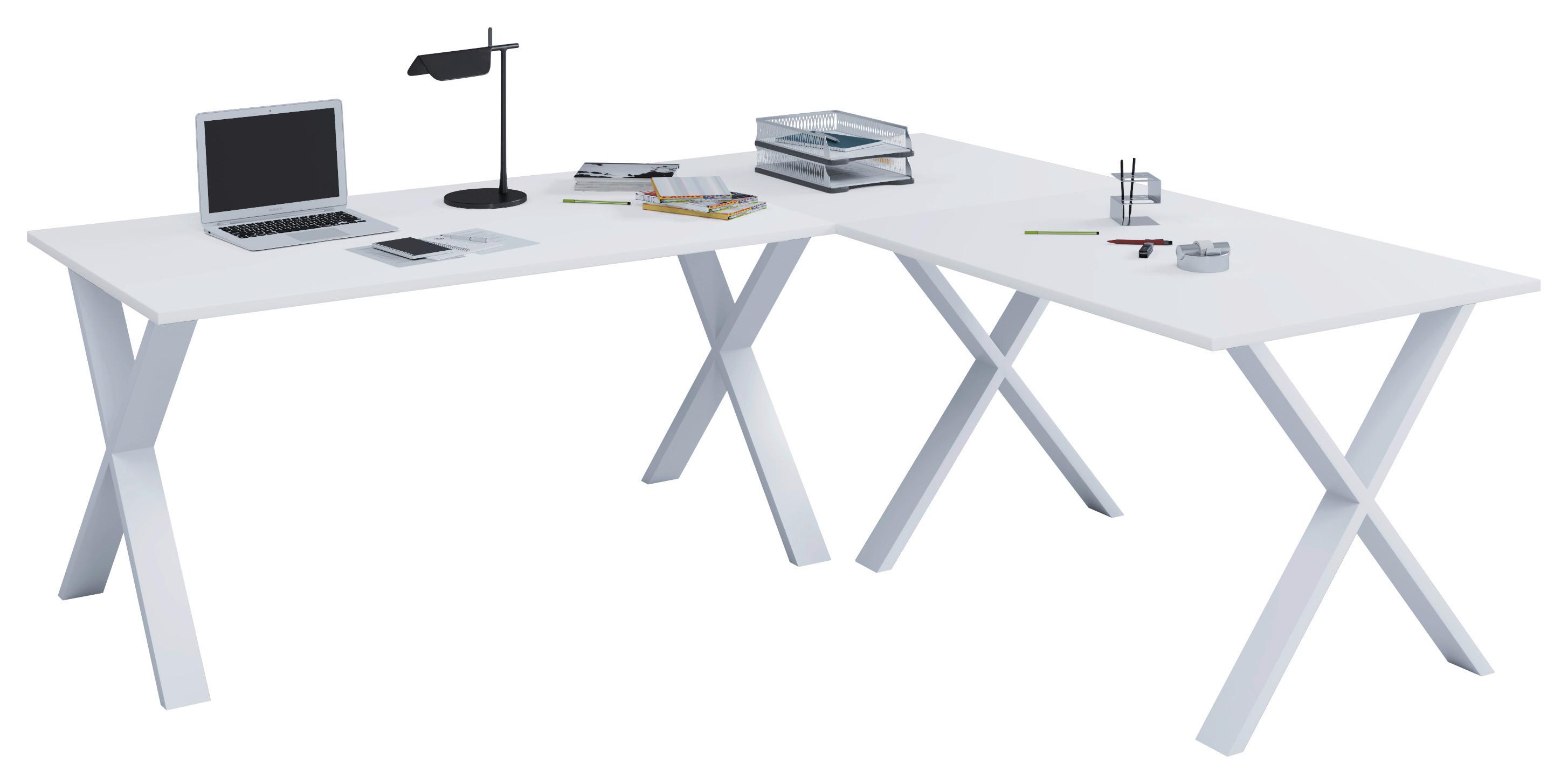 Eckschreibtisch Lona 160x160cm Weiß - Weiß, MODERN, Holzwerkstoff/Metall (160/50/76cm) - MID.YOU