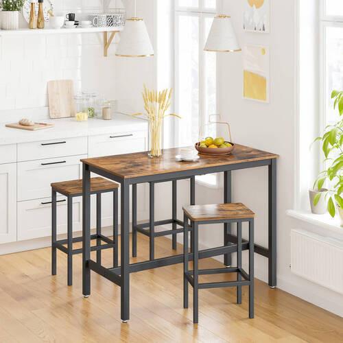 Barhocker-Set Vasagle 2-Tlg. Braun, Schwarz - Schwarz/Braun, Basics, Holzwerkstoff/Metall (40/65/30cm) - Boxxx