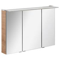 Spiegelschrank B.perfekt + Led 100x69,5x23,5 Cm Eiche Dekor - Eichefarben/Silberfarben, MODERN, Glas/Holzwerkstoff (100/69,5/23,5cm) - MID.YOU