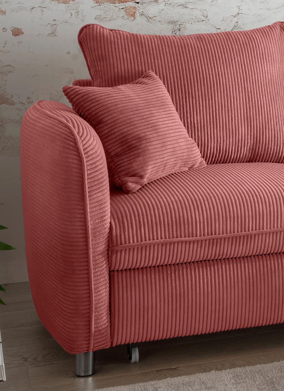 Eckschlafsofa Lauritio Koralle S: 254x160 cm - Chromfarben/Koralle, MODERN, Textil (254/160cm) - Livetastic