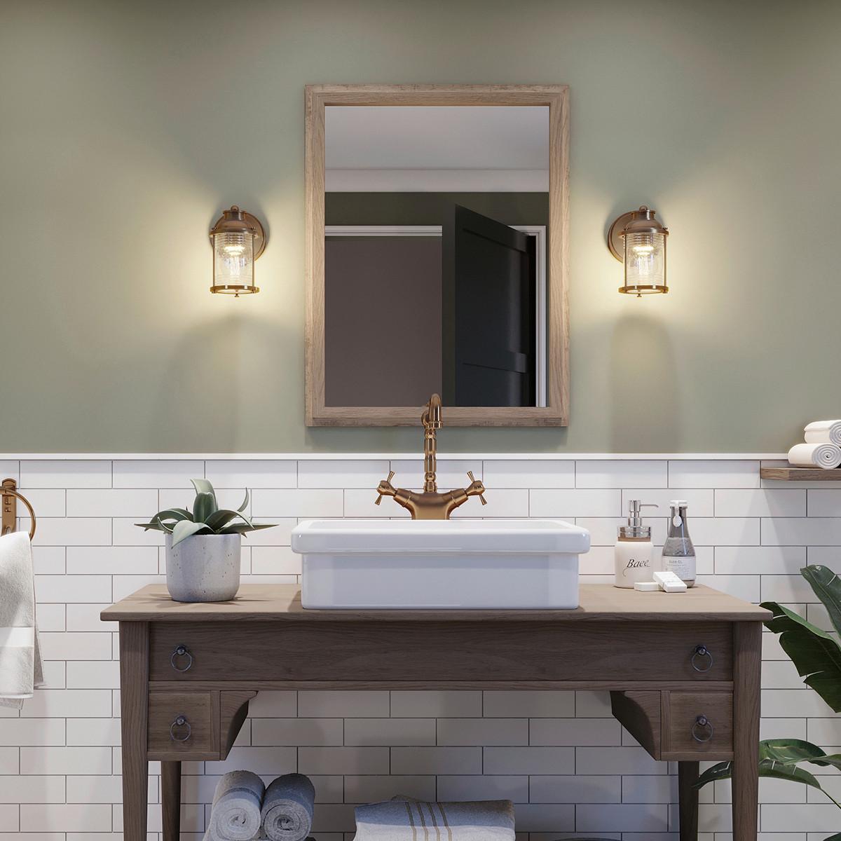 Badezimmer-wandleuchte Qn-Ashlandbay1-Nbr-Bath - Messingfarben, KONVENTIONELL, Glas/Metall (20,6/12,7/16,9cm) - Elstead Lighting