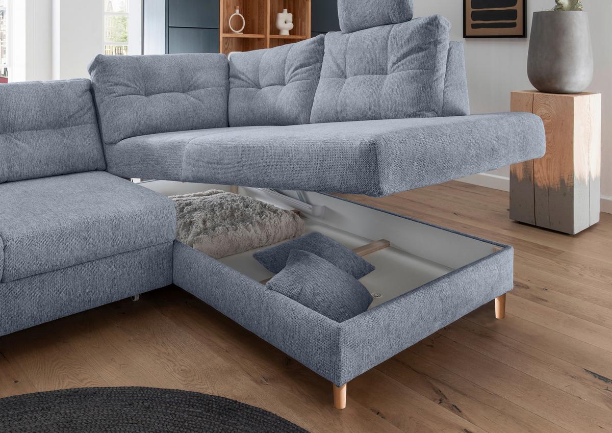Ecksofa Brizzini Hellblau S: 264x206 Cm - Naturfarben/Hellblau, MODERN, Textil (264/206cm) - Livetastic