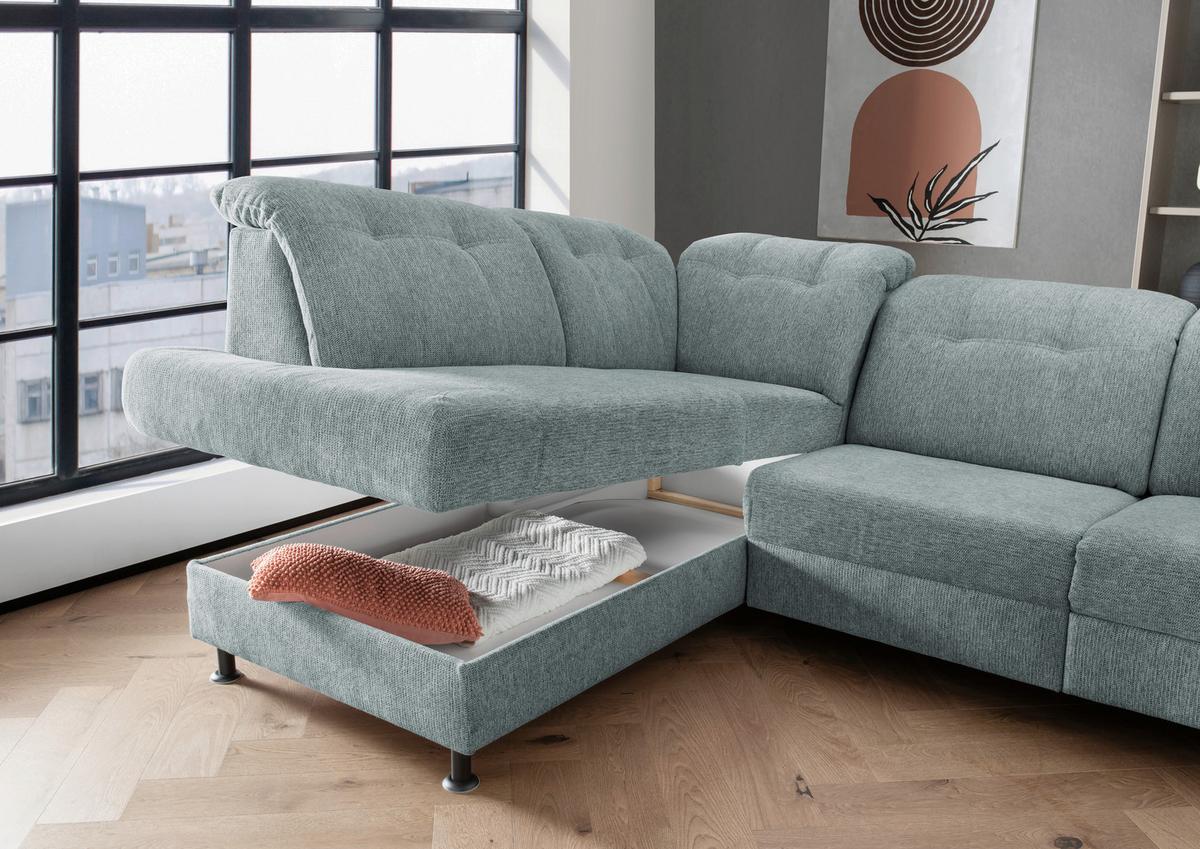 Ecksofa Minori Chenille Blau, S: 198x270 Cm - Blau/Schwarz, MODERN, Textil (198/270cm) - Livetastic