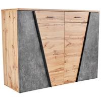 Kommode B 160cm Venedig, Wotan Eiche/beton Optik - Eichefarben/Schwarz, MODERN, Holzwerkstoff (160/110/40cm)