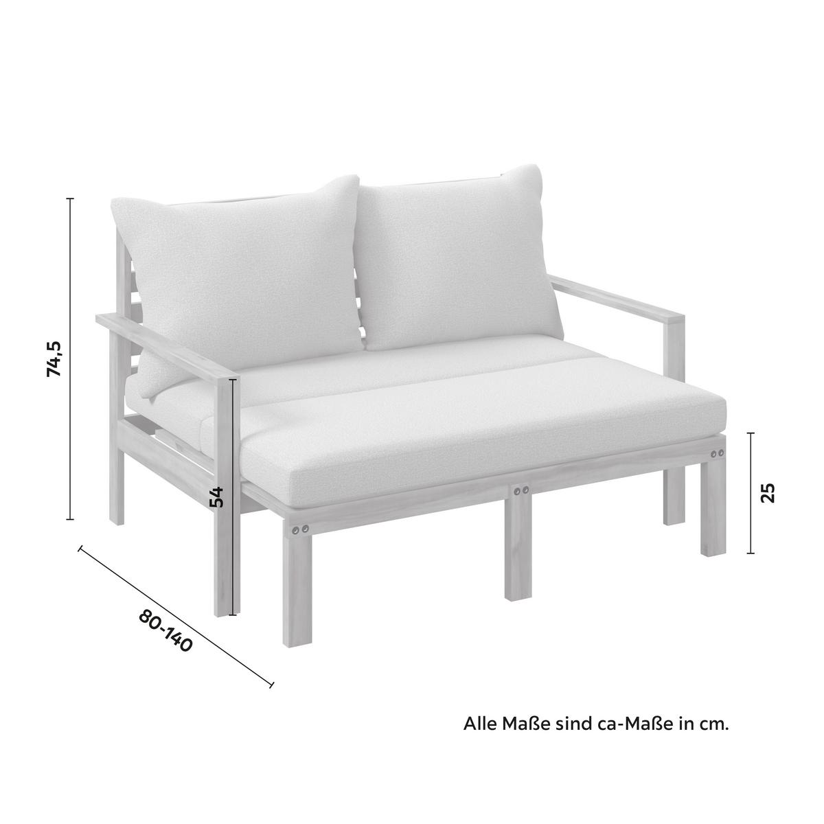 RELAXAČNÍ OSTRŮVEK PIA - šedá/barvy akácie, Moderní, dřevo/textil (130/74,5/80-140cm) - Bessagi Garden