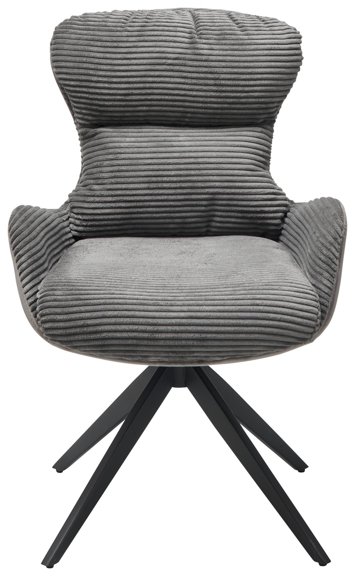 Armlehnstuhl Vanja Grau Gepolstert - Schwarz/Grau, LIFESTYLE, Textil/Metall (58/88/68cm) - MID.YOU